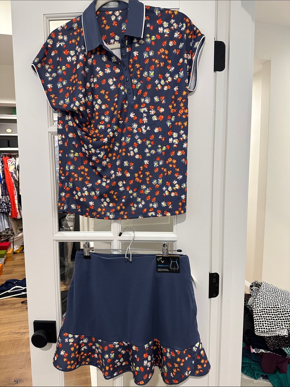 Callaway NWT Women's Blue Floral Golf Polo Skort - Floral Trim Size Small